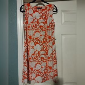 Tommy Hilfiger Orange and White Floral Midi Dress